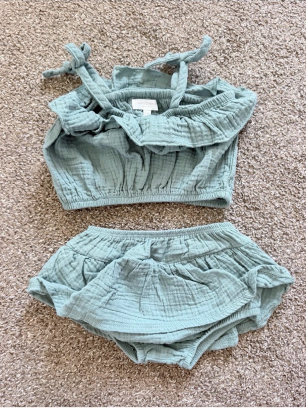 Grayson mini Ruffle Tank & Bloomers Set - Sage Green